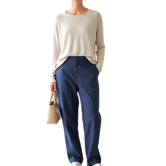 Simons Contemporaine pure linen lightweight beige dolman sleeve sweater L - Picture 3 of 13